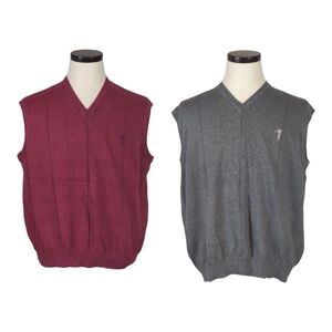 Fairway Outfitters Men’s Golf Sweater Vests Set of 2 Size Large Burgundy & Gray